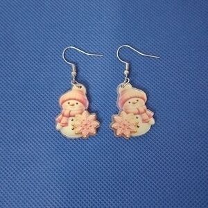 Pierced Snowman Earrings